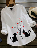 Cat Art Printed Rayon Top