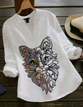 MystiCat Art Graphic Print White Rayon Top