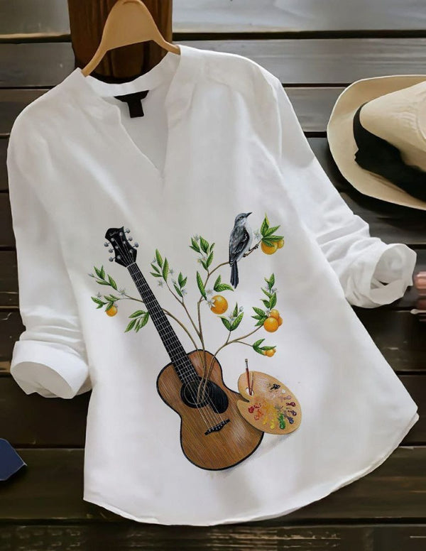 Guitar Art Printed Rayon Top