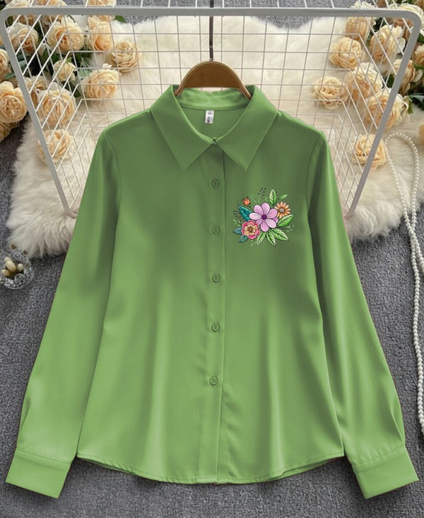 Fresh Blooms on Classic Green Top