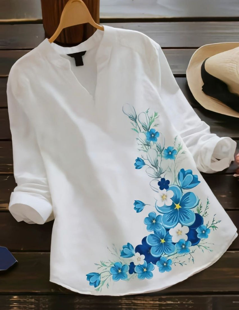 Blue Flower Design Top Birdora Blue Flower Design Top Birdora