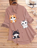 Cute Kitty Printed Top - Peach