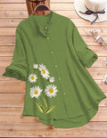 Daisy Bloom Printed Top for Women - Green