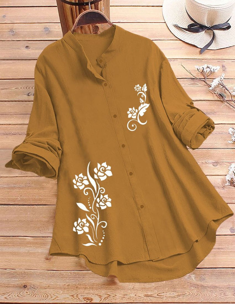 Rose Vine Printed Top - Yellow