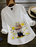 Labubu Garden Vibes White Rayon Tunic Top for Women