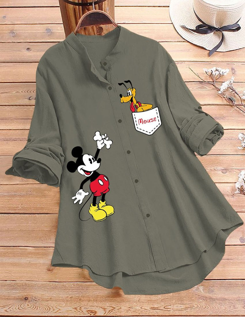 Cute Character Printed Top - Grey