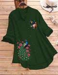 Mayura Print Tunic Top - Dark Green