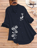 Rose Vine Printed Top - Blue
