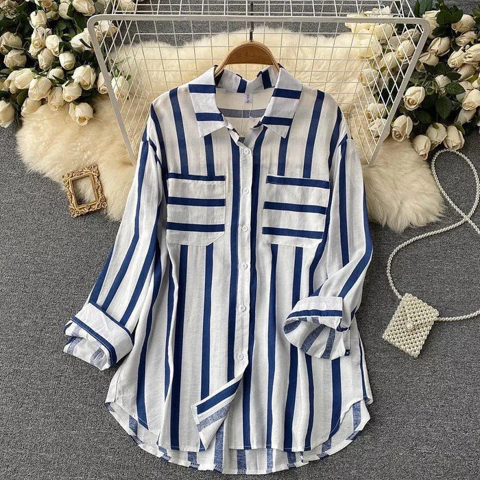 Women Striped Shirt With Pocket