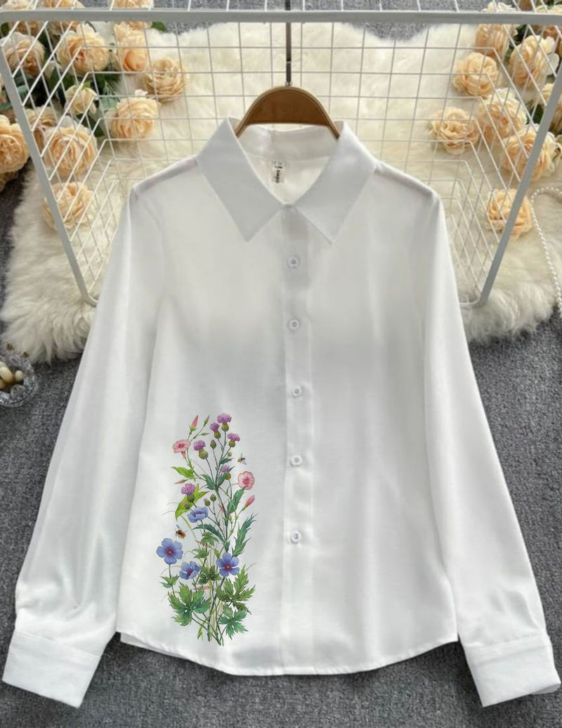 Classic White Rayon Shirt - Blossoms