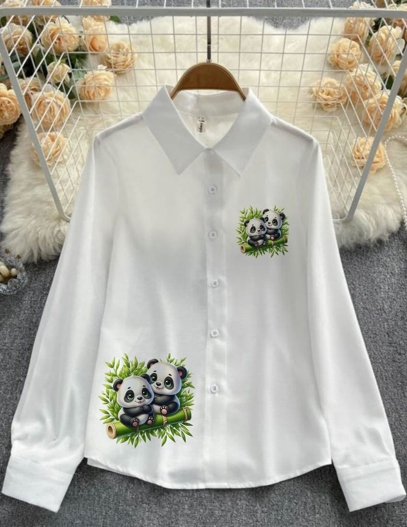 Classic White Rayon Shirt - Panda