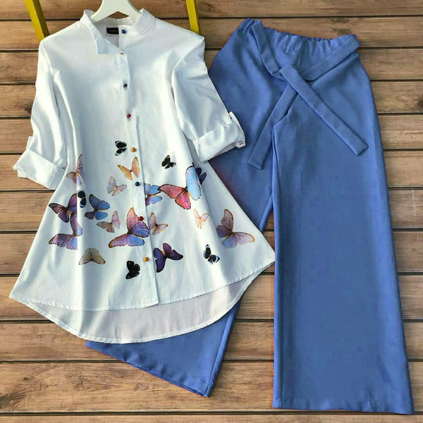 Butterfly Top and Sky Palazzo Set