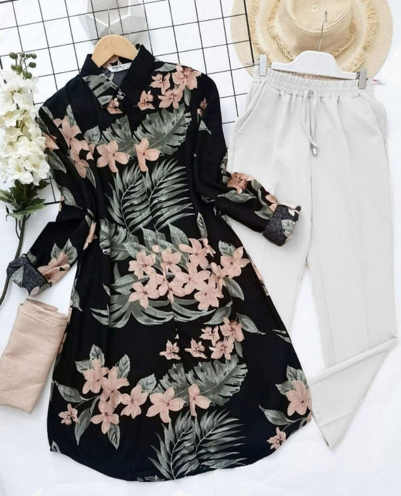 Black Printed Top with Palazzo Set