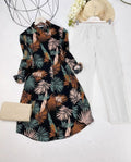 Black Flower Print Top with Palazzo Set
