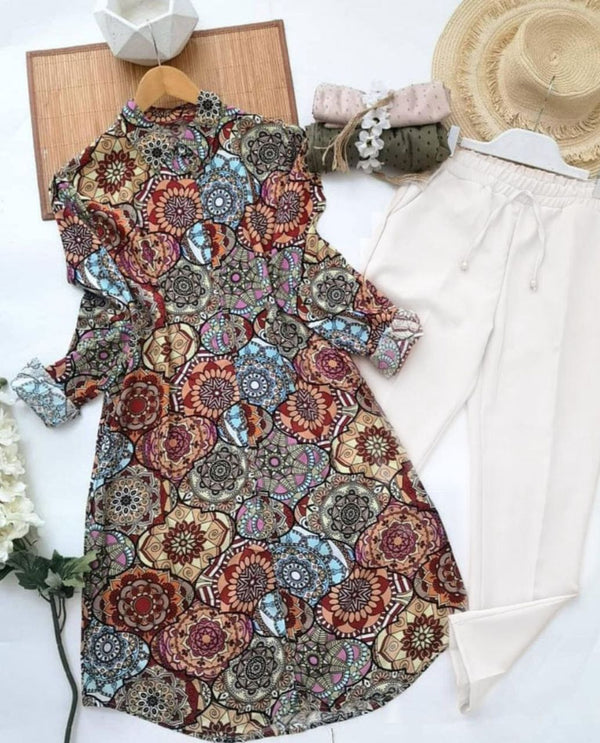 Tribal Design Top with Palazzo Set