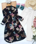 Water Flower Design Top with Palazzo Set