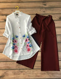 Ivory Petal Chic Maroon Co-Ord
