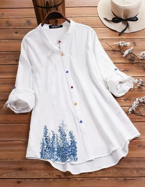 Elegant Floral Button-Up Top - petiole