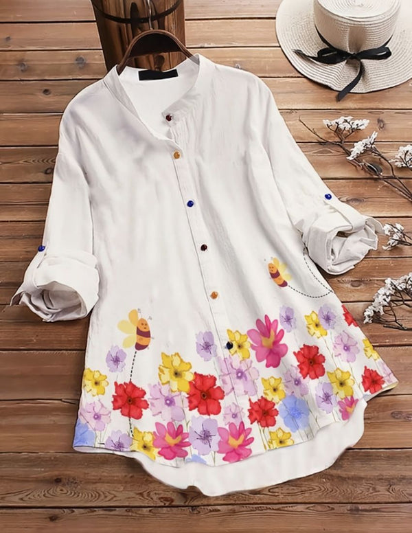 Elegant Floral Button-Up Top - Primroses