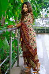 Patola Checks Satin Printed Kaftan