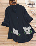 Sloth Bear Top for Women - Blue