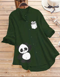 Playful Panda Design Top - Dark Green