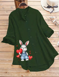 Cute Rabbit Design Top - Dark Green
