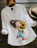Sunshine Blossom White Rayon Top for Women